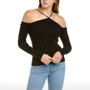 Modern Citizen Halter Off The Shoulder Knit Sweater L Black